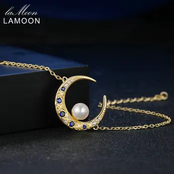 Lamoon Luna 100% Naturale Șirag de mărgele de apă Dulce Pearl Argint 925 Bijuterii Lanț Brățară S925 LMHI013