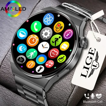 LIGE AMOLED Smartwatch Afaceri Ceas Pentru Bărbați Ceas Inteligent Bluetooth Apel Ecran HD de 380mAh Baterie de Mare Capacitate de Fitness Ceas 0