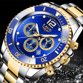 LIGE Nou Ceas rezistent la apa Oamenii de Afaceri de Moda Bărbați Ceas Militar Casual 24 de Ore, fazele Lunii Cuarț Ceasuri de mana Montre Homme