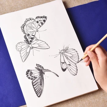 Linie Desen Fluture Contur Coapte Xuan Dragon De Hârtie De Insecte Bujor Linie Proiectul De Acuarelă Meticulos Pictura Colorat Manuscris