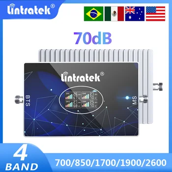 Lintratek 4 benzi Celulare Amplificator de 700 850 1700 1900 2600 MHz LTE 2G 3G 4G Amplificator de Semnal CDMA AWS B4 B2 B28 70dB Repetor 0