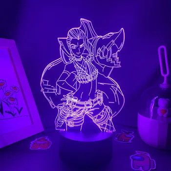 LOL-League of Legends Jocul Figura Jinx 3D Led Neon Lumina de Noapte Camera de zi Decor plin de culoare Joc LOL Jinx Lampă de Lavă Cadouri Pentru Copil
