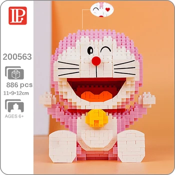 LP 200563 Anime Roz Doraemon Cat Stai Robot Animale de Companie Model 3D DIY Mini Diamond Blocuri Caramizi de constructie de Jucarie pentru Copii fără Cutie