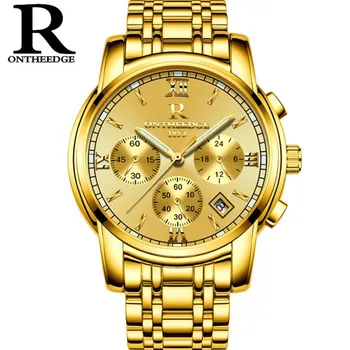 Luminos Bărbați Cuarț Ceas Sport de Lux, Ceasuri de Aur de Oțel rezistent la apa 30M Militare Calendar Ceas Reloj Hombre NOI