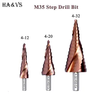 M35 5% Cobalt HSS Pas Burghiu HSS CO Oțel de Mare Viteză Con Triunghi Tija de Metal burghie Set de scule Hole Cutter Pentru Stainles