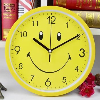 Mare Desene Animate Ceas De Perete Modern Yellow Smiley Face Camera Copii Dormitoare Tăcut Bucătărie, Ceas De Ceas Domiciliu Promovarea 2019 Shabby Chic