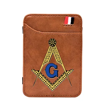 Maro Vintage Simbol Masonic De Imprimare Din Piele Portofele Magie Clasic Bărbați Femei Clipuri De Bani Card Pungă Titular De Numerar