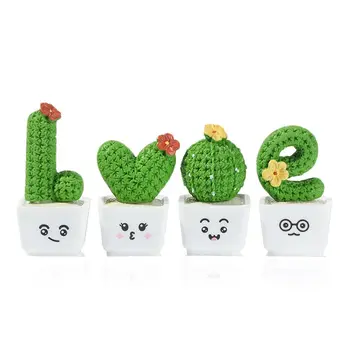 Mini Desene Animate Floare De Cactus Oală Figurine De Rasina De Plante Suculente Zână Grădină Micro Ornamente Mini Sculptura Meserii Decor 5