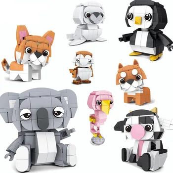 Mini Veveriță Bloc de Animale 3D DIY Câine, Tigru, Iepure, Pinguin, Bufnita Koala Raton Pasăre Flamingo Creative Clădire din Cărămidă Jucărie pentru Copii