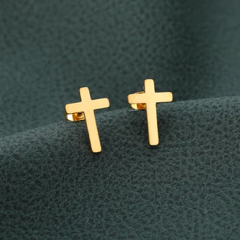 Minimalism Oțel Inoxidabil Isus Cross Stud Cercei Pentru Femeile Simplă Cruce Creștină Cercei Cadouri Religioase Bijuterii Bijoux