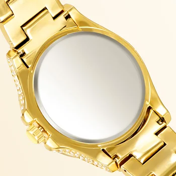 MISSFOX Dual Calendar Cuarț Bărbați Ceas Diamant Ceas de Argint Pentru Bărbați Impermeabil de Lux de Aur Iced din Oțel Relogio Masculino 3
