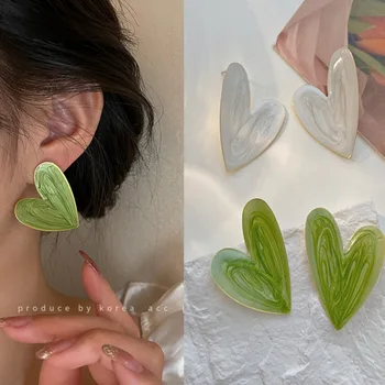 Moda coreeană Verde Alb Picură Ulei de Dragoste Cercei Temperament Noi Ureche Stud pentru Femei Bijuterii