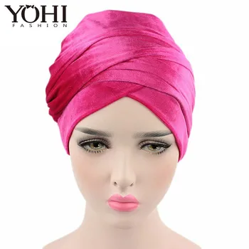 Moda de vânzare Fierbinte Stil Catifea Mult Turban Cap Coada Înfășurat Capul Musulmane hijab Pălărie Eșarfă Headwrap Eșarfă pentru femei
