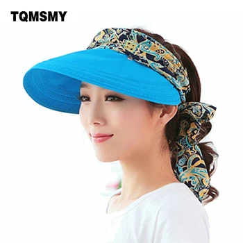 Moda uv palarie de soare de vară, pălării de soare pentru femei pălărie de paie fete plaja organza cap viziere capace multifuncțional pliabil floppy hat