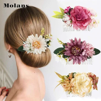 MOLANS Multi-Tip Floare Doamnelor Pieptene de Plastic Decor Floare Ac de păr Doamnelor Bobina de Păr de Înaltă Calitate Accesorii de Par Nou 0
