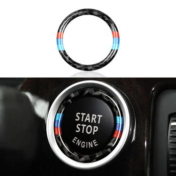Motor auto Start Stop Button Inel de Acoperire Autocolant Decal Fibra de Carbon Tapiterie dedicat pentru BMW E90 E92 E93 2005 - 2012 Accesorii