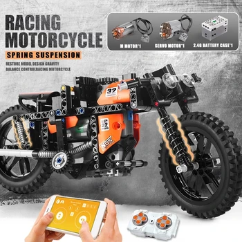 Mucegai Regele 23005 RC Motocicleta MOC-17249 Aplicație de Control Rapid Model de Motocicleta Blocuri Caramizi Copii Cadouri de Craciun 5