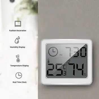 Multifuncțional Termometru Higrometru Electronic Automat de Temperatură și Umiditate Monitor Ceas cu 3.2 inch Ecran LCD Mare