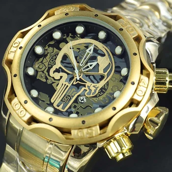 Neînvinsă AAA Rezervă Inițială a Șurubului Zeus Ceasuri Barbati Invincibil 18K, Cadran Mare de Aur din Oțel Inoxidabil Bărbați Ceasuri Relogio Masculino