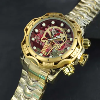 Neînvinsă AAA Rezervă Inițială a Șurubului Zeus Ceasuri Barbati Invincibil 18K, Cadran Mare de Aur din Oțel Inoxidabil Bărbați Ceasuri Relogio Masculino 3