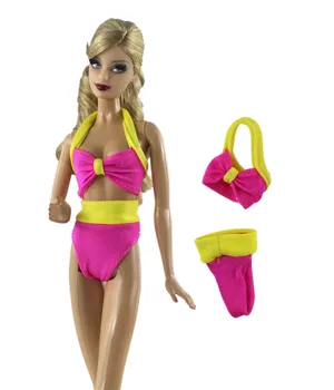 NK 1 Set Nou de Costume de baie Moda Rochie de costume de Baie Roz de Vară pe Plajă Bikini Haine pentru Barbie Papusa Accesorii Fata 1/6 Papusa Jucării