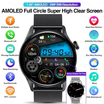 Noi 390*390 Ecran Ceas Inteligent Om Mereu Afișa Timpul de apelare Bluetooth Sport Tracker de Fitness Smartwatch Pentru Bărbați Android IOS 1