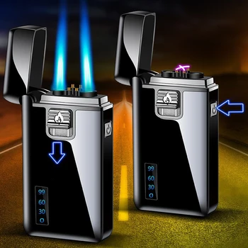 Noi Abur-Electric Dual-Scop Bricheta Flacără Albastră Windproof Bricheta Creative USB Bricheta de Metal Gaz Butan de Bricheta 0