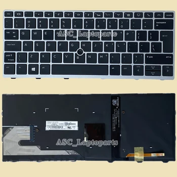 Noi NE-Tastatura QWERTY pentru HP Elitebook 735 G6 830 G6 836 G6 Laptop Siliver Cadru Negru, cu Mare Tasta Enter, cu iluminare din spate