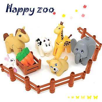 Noi Particule Mari Animale Blocuri DIY Elefant, Panda, Leu Zoo Fericit Serie de Construcții Cărămizi Copii Drăguț Jucării Cadou de Crăciun