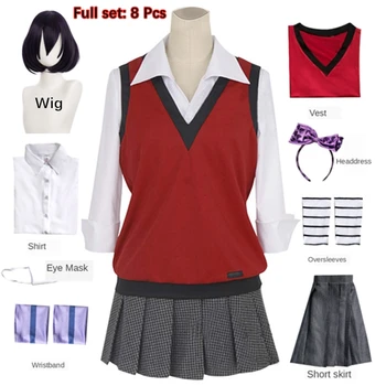 Noul Anime Ikishima Midari Cosplay Costum Kakegurui Jucător Compulsiv Peruci, Accesorii JK Uniformă de Școlăriță Anime Costum de Școală 0