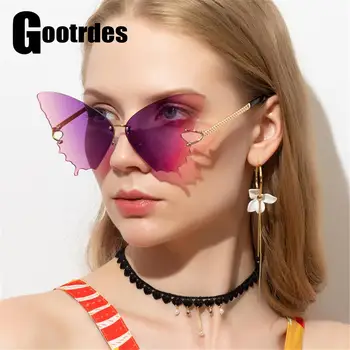Noul Design Fluture ochelari de Soare Femei de Moda Vintage Punk Ochelari de Soare UV Protectie Ochelari Doamnelor Tendința Stradă fără ramă de Ochelari