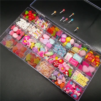 O Cutie 3D Nail Art Farmece de Lux de Unghii Decor Kawaii Rășină Jeleu Gummy Bear/ Flori/ Bomboane/ Lollipop DIY Unghii Accesorii
