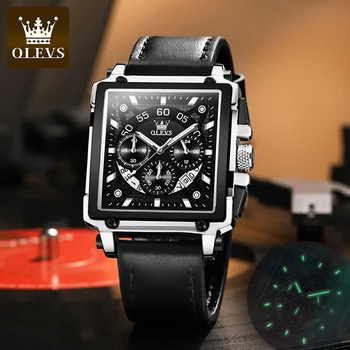 OLEVS Top Brand de Lux Ceas de Moda Multifunctional Luminos Calendar Cuarț Ceas pentru Bărbați Ceas de Ceas Pătrat