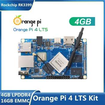 Orange Pi 4 LTS 4GB LPDDR416GB EMMC Rockchip RK3399 Wifi+BT5.0 Gigabit Ethernet Rula Android Debian Ubuntu OS pentru OPI 4 LTS