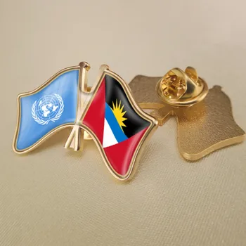 Organizației Națiunilor unite și Antigua și Barbuda Trecut Dublu Prietenie Steaguri Ace de Rever