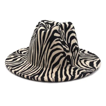 Palarie Fedora Femei Pălării Model Zebra Print Bărbați Femei Casual Formale De Epocă, Nunta La Biserica Femeile Felted Pălărie Sombrero De Mujer