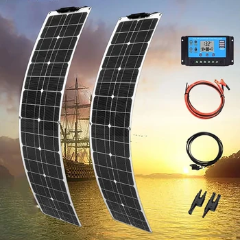panou solar 12v celule solare monocristaline 10A controler solar 3 metri cablu de extensie 2-în-1 adaptor pentru masina acasa camper RV