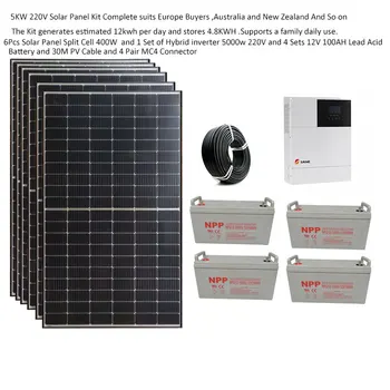 Panou Solar Kit Complet 5000W 220V 110V Plumb Acid Baterie de 50AH 100AH 150AH Monta Pe Sistem Grilă MPPT Invertor Hibrid Home Farm