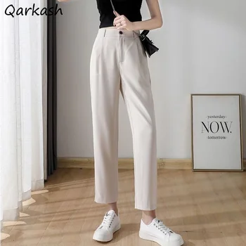 Pantaloni Casual Femei Lungime De Glezna Minimalist Streetwear Stil Coreean Mujer Doamne De Birou Licitație De Primăvară Drept Pantaloni Noul Soft