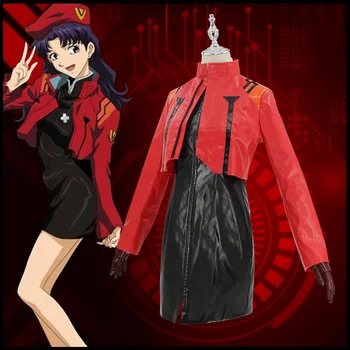 Para Mujer Traje De Anime Para Cosplay Misato Katsuragi Vestido Abrigo bune echipamente de Halloween Haină de Piele și Rochie