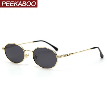 Peekaboo retro ochelari ovale bărbați uv400 înaltă calitate aur mici ochelari de soare femei de metal 2021 galben roșu fierbinte de vânzare