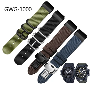 Pentru C-asio Mare de Noroi Regele Modificat Nailon Watchband GWG-1000 GWG-1000GB Black Gold Sport de sex Masculin Panza Piele Ceas Curea 0