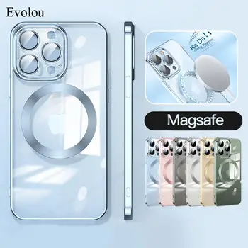 PENTRU Magsafe de Încărcare fără Fir telefon Caz Pentru iPhone 13 12 11 Pro Max 5G lentile de sticlă proteja rezistent la șocuri Transparent Placare acoperi