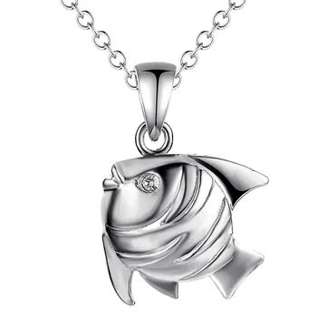 Pește drăguț de culoare de Argint pandantiv colier moda bijuterii transport Gratuit frumos cadou de nunta pentru femei de calitate Superioară 0