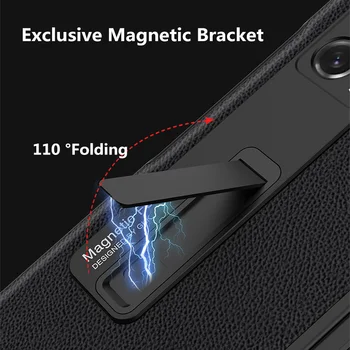 Piele neteda Ori Magnetice Suport stativ Caz Pentru Samsung Galaxy Z Fold 2 5G de Telefon pentru a Acoperi Noi Ultra-subțire, rezistent la Șocuri Montate Fundas 1