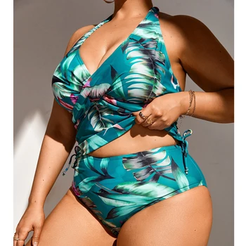 Plus Dimensiune XL-8XL Tankini 2022 Femei, Costume de baie din Două Piese Bikini Set Push Up Costume de baie de Epocă Captusit Costum de Baie Feminin Beachwear 1