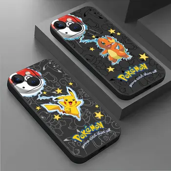 Pokemon Pikachu Caz Pentru Apple iPhone 14 13 11 12 XR Pro 7 X XS Max 8 6 Plus 6S SE 2022 14Pro Negru Moale Telefon Funda