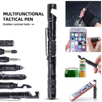 Portabil Tactical Pen Apărare Pix Multifunctional Cu Ecran Tactil Pen Telefon Mobil Stea În Aer Liber Oțel Întrerupător De Sticlă Instrument De Supraviețuire