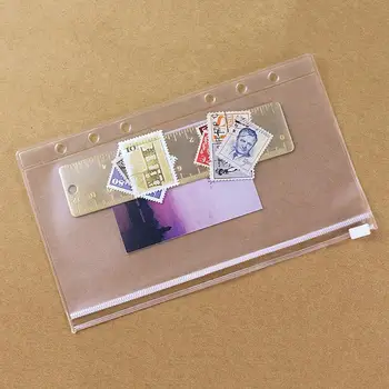 PVC Transparent de Stocare a Cartelei Pentru A5 A6 A7 Liant Inele Notebook 6 Gaura Pungă cu Fermoar Husă Jurnal Planificator Accesorii