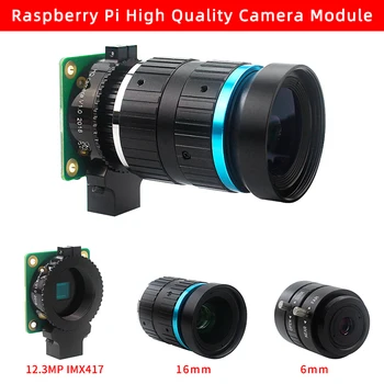 Raspberry Pi HQ Modul de Camera de 12.3 Megapixeli Sony IMX477 Senzor cu Spate Reglabil Focus 6mm CS / 16mm C-mount Lens pentru 4B/3B+